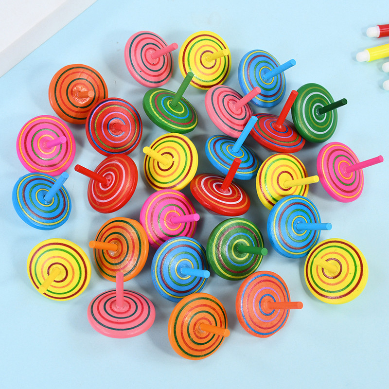 Party Games Quiz - 10/20Pcs Colorful Wooden Gyro Mini Spinning