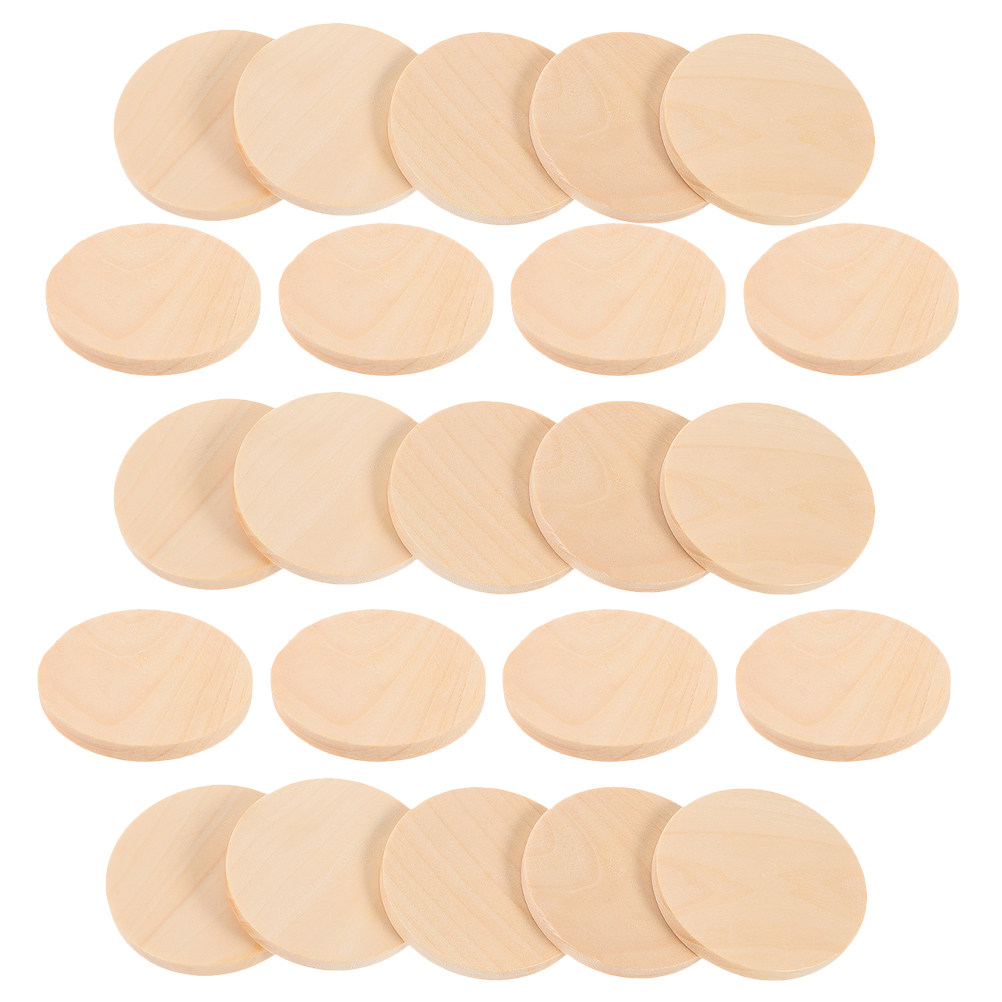 Party Games Name - 50Pcs Natural Solid Wood Circles 4x0.5cm