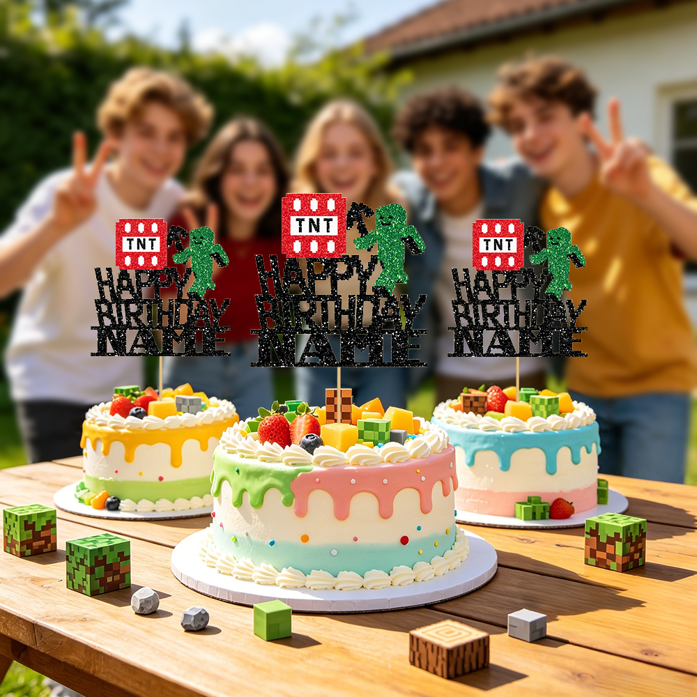 1/3/6 Pcs Of Glitter Minecraft - Party Games Name incelemesi ve fiyatı