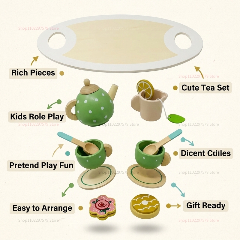 Kids Wooden Afternoon Tea Set  - Play Friends Party Games incelemesi ve fiyatı