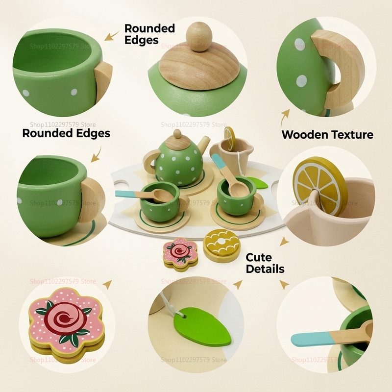 Kids Wooden Afternoon Tea Set  - Play Friends Party Games incelemesi ve fiyatı