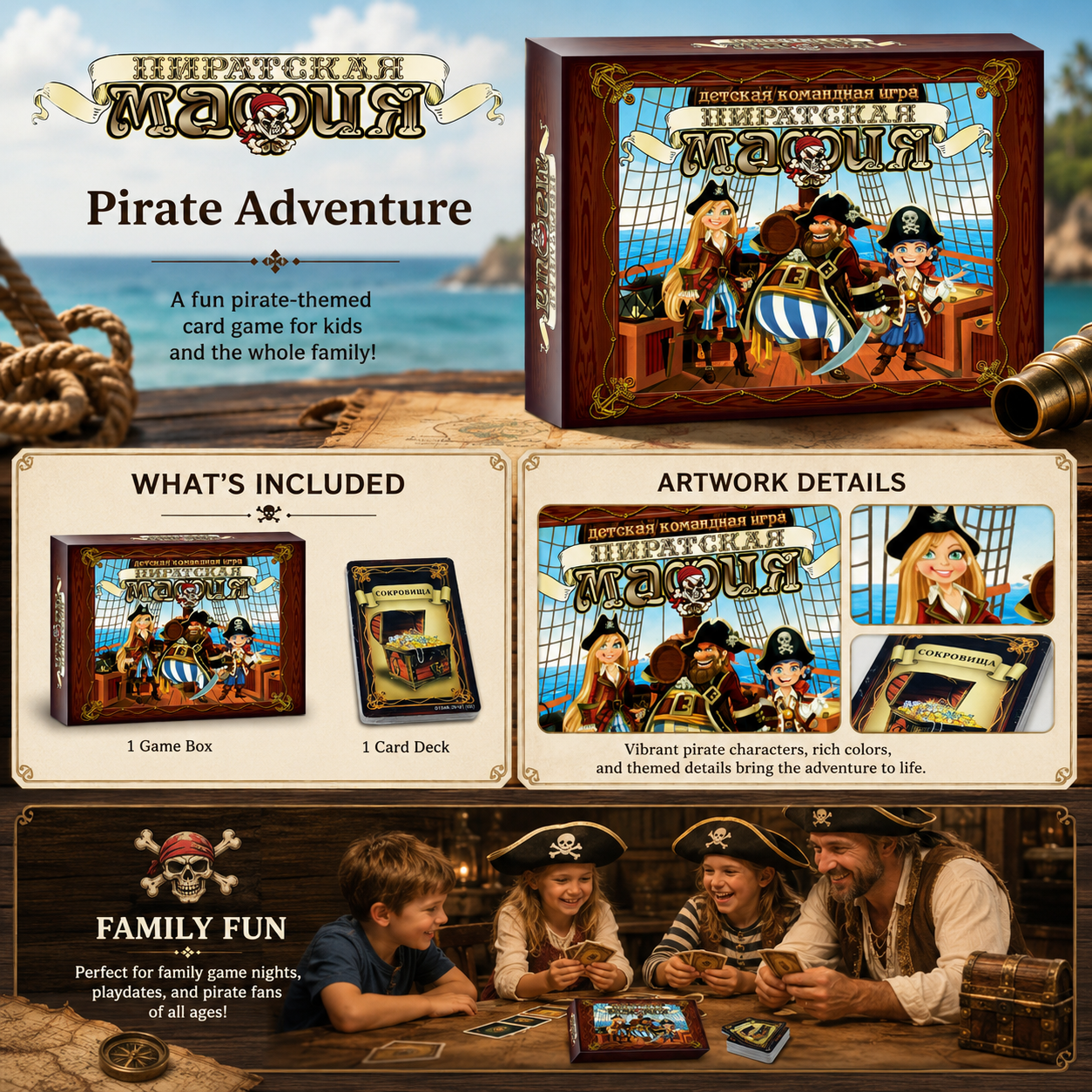 Pirate Mafia Kids Team Card Bo - Party Games Mafia incelemesi ve fiyatı