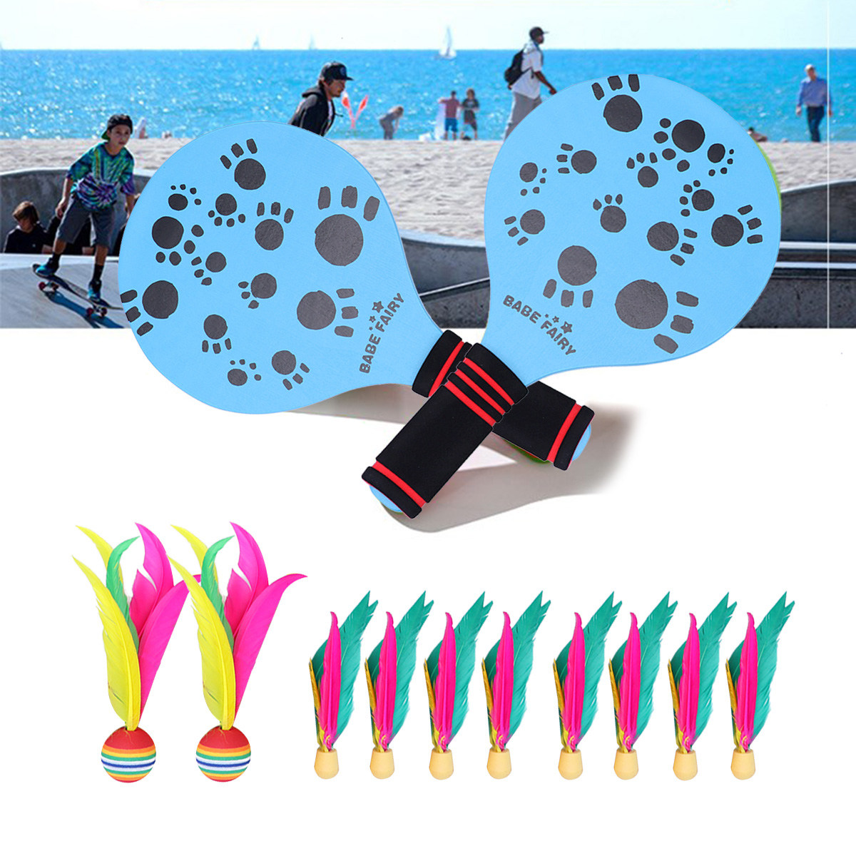 Premium Wooden Beach Paddle Se - Badminton Set Garden incelemesi ve fiyatı